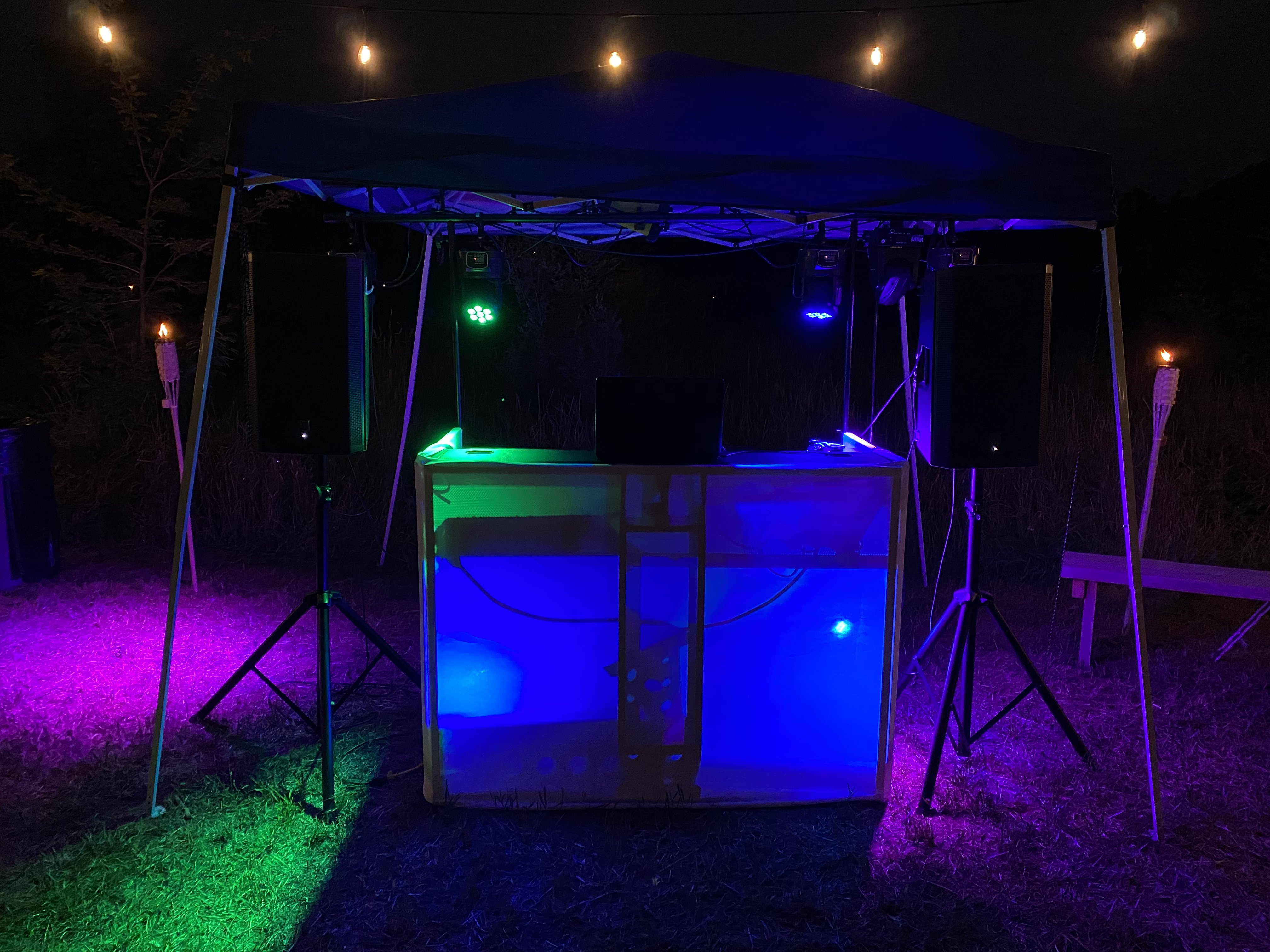 Outdoor DJ and lighting setup
